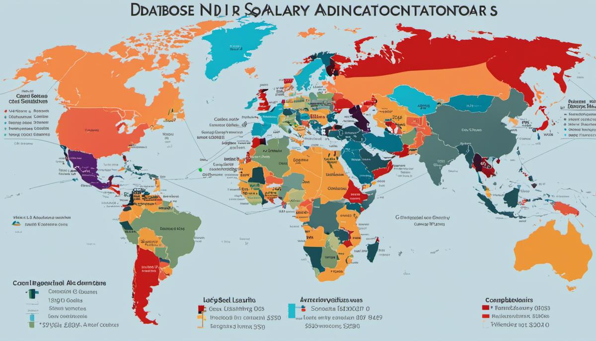 A chart showing the salary expectations for Database Administrators based on experience and geographical location.
