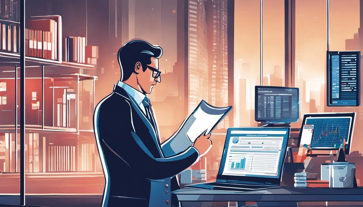 Illustration depicting an ETL developer managing data for analysis and business intelligence